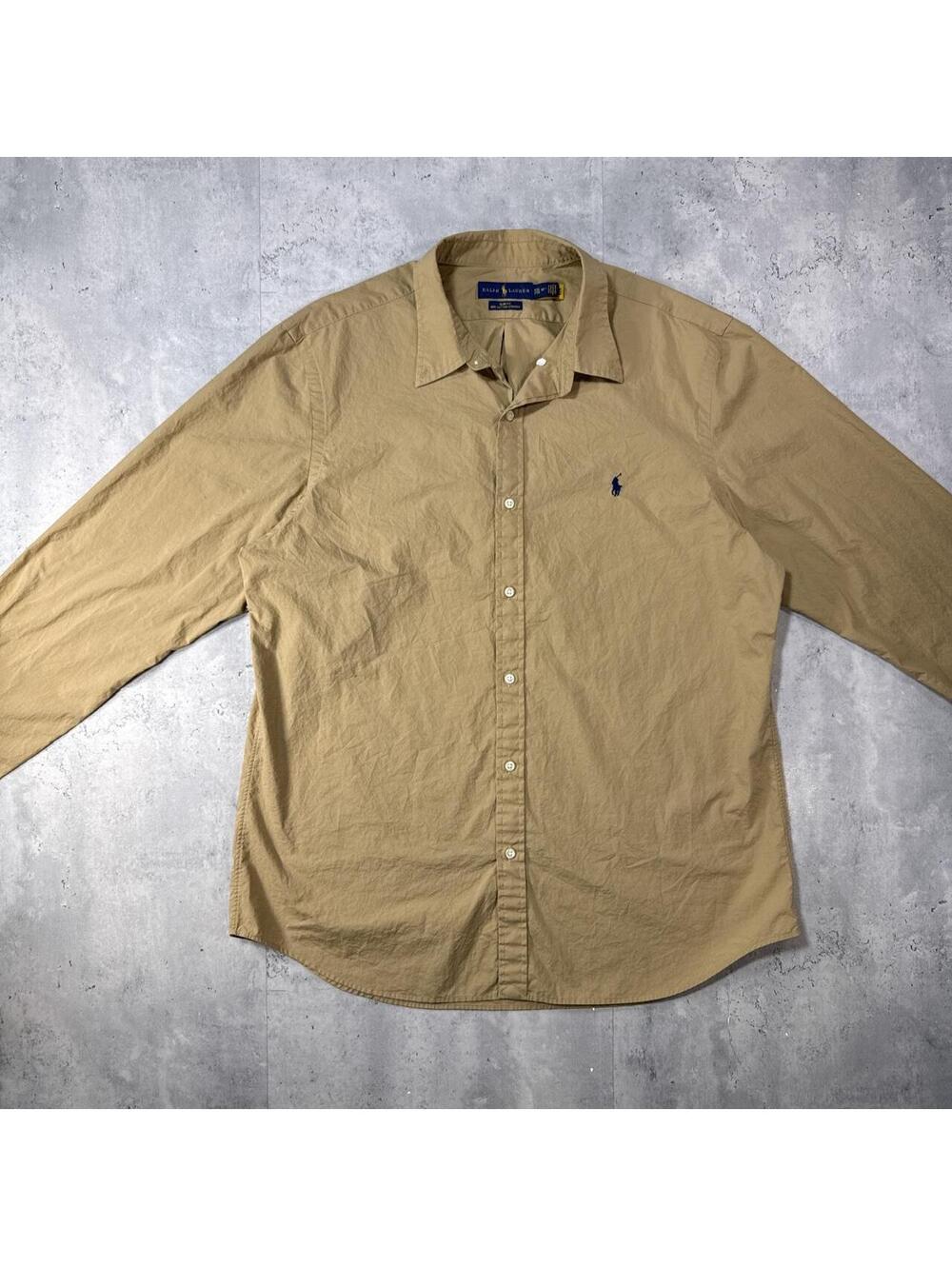 Y2K Polo Ralph Lauren Beige Button Up Long sleeve shirt